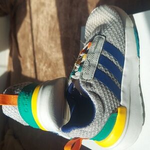 Adidas Foam Soled Kids Multi-Color Gray and Blue Sneakers